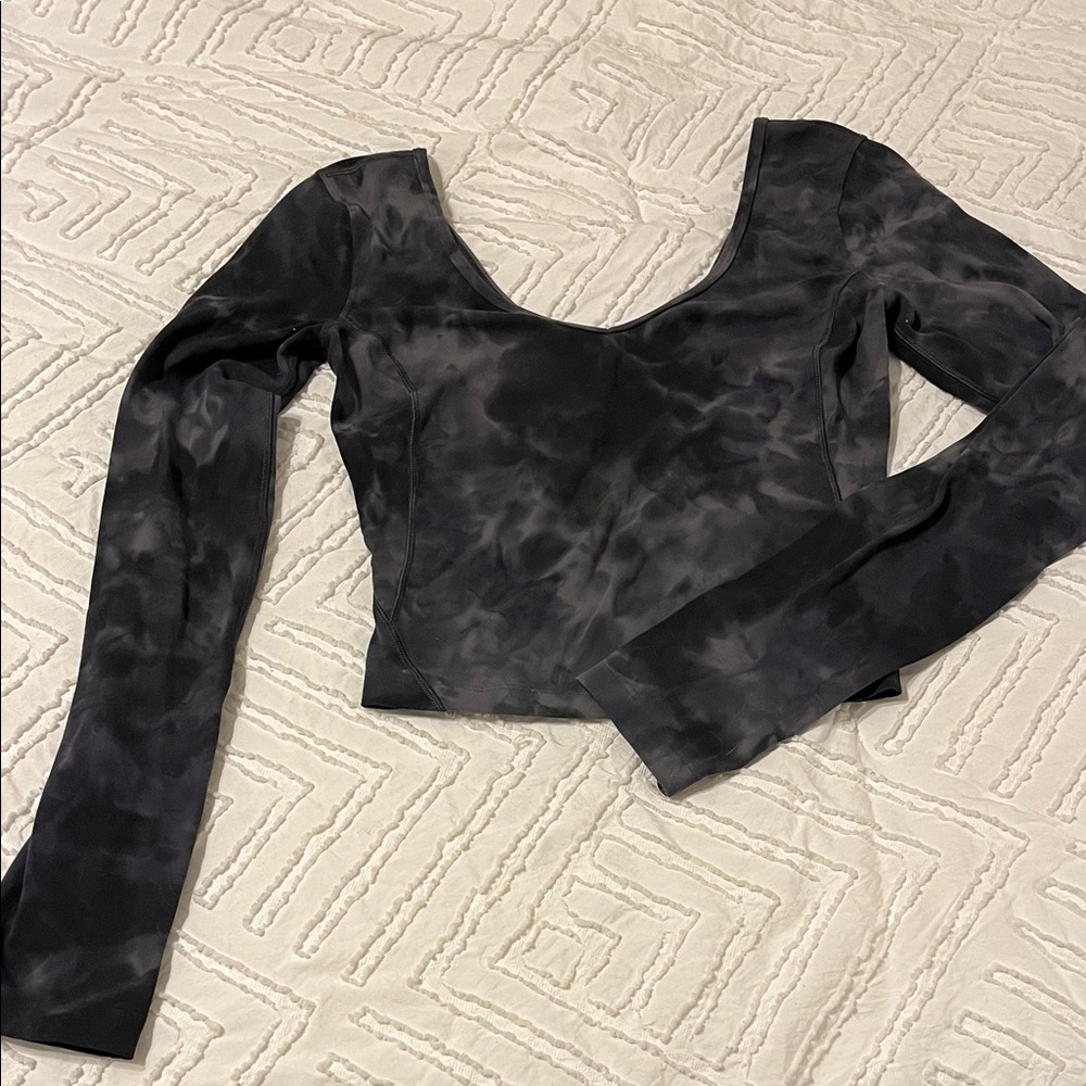 Lululemon athletica Charcoal Space-Dye Long Sleeve Top crop top